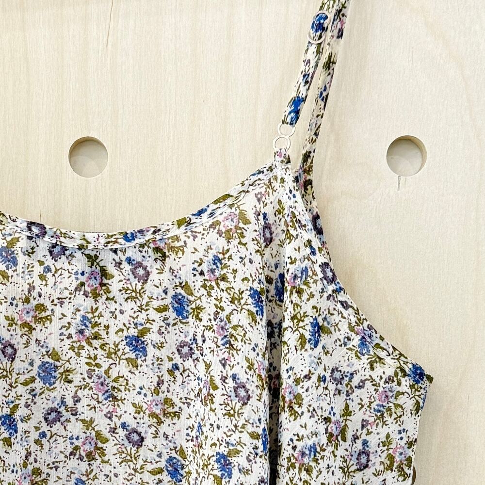 FOR LOVE & LEMONS Tour Bus Cropped Tank Size Small Cream Floral Sheer Chiffon - Picture 6 of 11